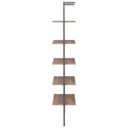 Berkfield Home 5-Tier Leaning Shelf Dark Brown & Black 64x35x185 cm - Size: 64 x 35 x 185 cm - thumbnail 4