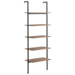 Berkfield Home 5-Tier Leaning Shelf Dark Brown & Black 64x35x185 cm - Size: 64 x 35 x 185 cm - thumbnail 2