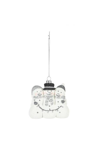 KDMD White & Silver Snowman with String Lights 9.5cm 2 Pack - image 1