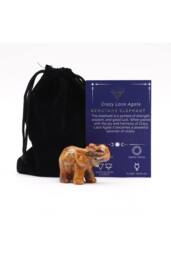 KDMD Lucky Elephant Figurine in Crazy Lace Agate - Joyful Gift & Decor in Orange