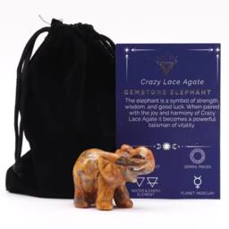 KDMD Lucky Elephant Figurine in Crazy Lace Agate - Joyful Gift & Decor in Orange - thumbnail 2