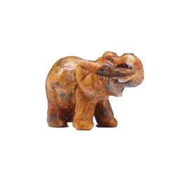 KDMD Lucky Elephant Figurine in Crazy Lace Agate - Joyful Gift & Decor in Orange - thumbnail 3