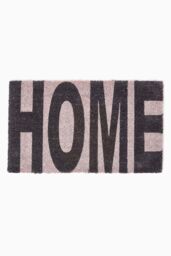 Homescapes Coir Doormat with HOME Print Durable, Non-Slip & Stylish in Black - Size: 40 cm x 70 cm - thumbnail 1
