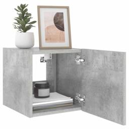 Berkfield Home TV Wall Cabinet with LED Lights Concrete Grey 30.5x35x30 cm - thumbnail 7