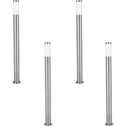 Loops 4 PACK IP44 Outdoor Bollard Light Stainless Steel 12W E27 1100mm Driveway Post in Metallics