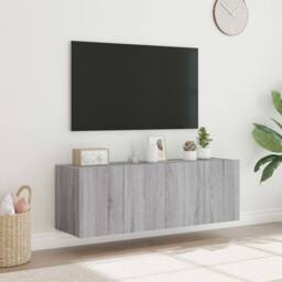 Berkfield Home TV Wall Cabinets with LED Lights 2 pcs Grey Sonoma 60x35x41 cm - Size: 60 x 35 x 41 cm - thumbnail 5