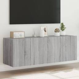 Berkfield Home TV Wall Cabinets with LED Lights 2 pcs Grey Sonoma 60x35x41 cm - Size: 60 x 35 x 41 cm - thumbnail 2