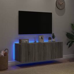 Berkfield Home TV Wall Cabinets with LED Lights 2 pcs Grey Sonoma 60x35x41 cm - Size: 60 x 35 x 41 cm - thumbnail 4