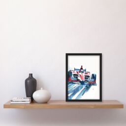 Artery8 Sport Red Race Car Motorsport Racing Framed Wall Art - Size: A4 - thumbnail 4