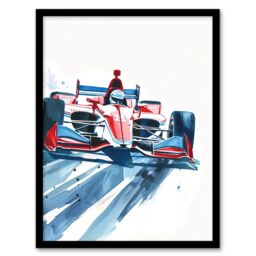 Artery8 Sport Red Race Car Motorsport Racing Framed Wall Art - Size: A4 - thumbnail 1