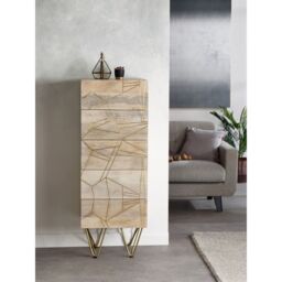 Indian Hub Light Gold Tall Chest of Drawers - Solid Mango Wood - L40 x W45 x H120 cm in Brown - thumbnail 5