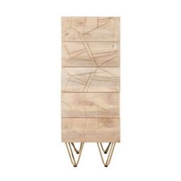 Indian Hub Light Gold Tall Chest of Drawers - Solid Mango Wood - L40 x W45 x H120 cm in Brown - thumbnail 2