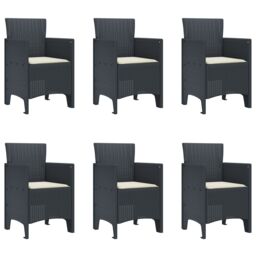Berkfield Home 7 Piece Garden Dining Set with Cushions Anthracite Poly Rattan - thumbnail 5