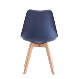 MCC Direct Set of 2 Dining Chairs with wooden Legs & Padded Cushion Eva in Blue - thumbnail 5