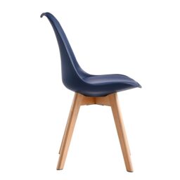 MCC Direct Set of 2 Dining Chairs with wooden Legs & Padded Cushion Eva in Blue - thumbnail 4