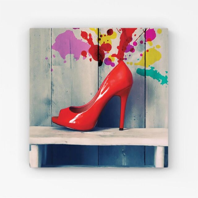 "Warren Reed - Designer Retro Red Shoes Canvas - Size: W16"" x H16""" - image 1