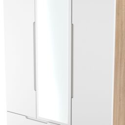 Ready Assembled 2 U Lucca Tall 2 Drawer Tiple Mirror Wardrobe (Ready Assembled) in Light Oak - Size: Large - thumbnail 5