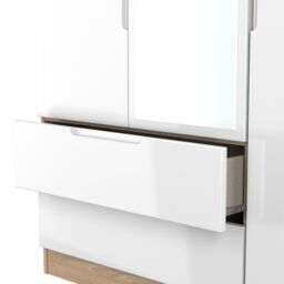 Ready Assembled 2 U Lucca Tall 2 Drawer Tiple Mirror Wardrobe (Ready Assembled) in Light Oak - Size: Large - thumbnail 8
