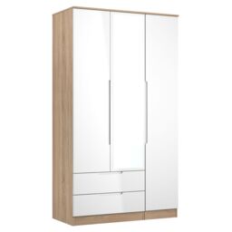 Ready Assembled 2 U Lucca Tall 2 Drawer Tiple Mirror Wardrobe (Ready Assembled) in Light Oak - Size: Large - thumbnail 9