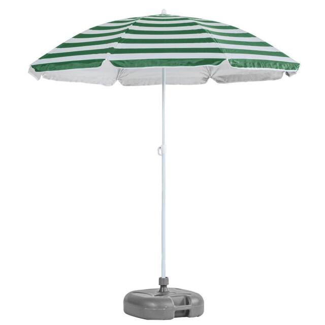 Harbour Housewares Metal Beach Parasol with Grey Base 1.8m in Green - image 1