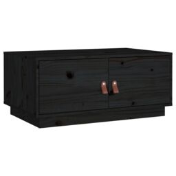 Berkfield Home Coffee Table Black 80x50x35 cm Solid Wood Pine - Size: 80 x 50 x 35 cm - thumbnail 2