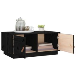 Berkfield Home Coffee Table Black 80x50x35 cm Solid Wood Pine - Size: 80 x 50 x 35 cm - thumbnail 5