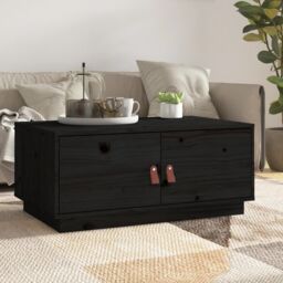 Berkfield Home Coffee Table Black 80x50x35 cm Solid Wood Pine - Size: 80 x 50 x 35 cm