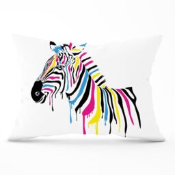 Warren Reed - Designer Multi Coloured Zebra Cushions in Pink - Size: 45 cm x 45 cm - thumbnail 1