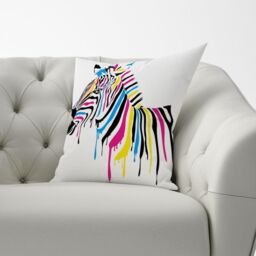 Warren Reed - Designer Multi Coloured Zebra Cushions in Pink - Size: 45 cm x 45 cm - thumbnail 3