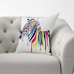 Warren Reed - Designer Multi Coloured Zebra Cushions in Pink - Size: 45 cm x 45 cm - thumbnail 2