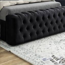KDMD Redesdale Mirror Upholstered Black Soft Velvet Designer Bed Frame - Size: Super King - thumbnail 6
