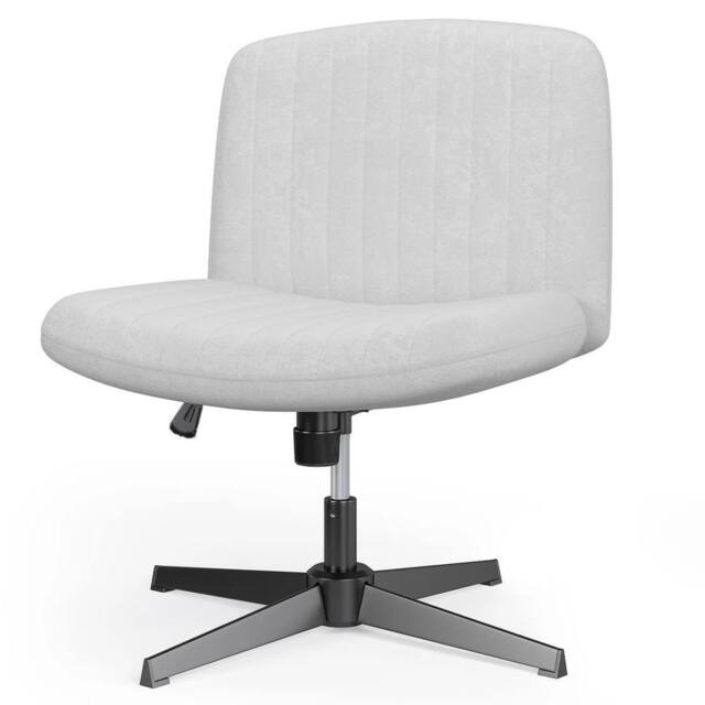 Gartistgo Ergonomic Cross-Legged Swivel Office Chair Armless Height Adjustable in Grey - image 1