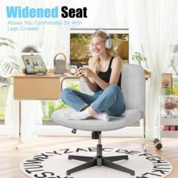 Gartistgo Ergonomic Cross-Legged Swivel Office Chair Armless Height Adjustable in Grey - thumbnail 4
