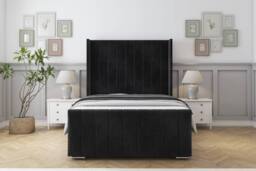 "Sloomy Sofia Gold Naples Bed Frame With 50"" Upholstered Headboard in Black - Size: Single" - thumbnail 1