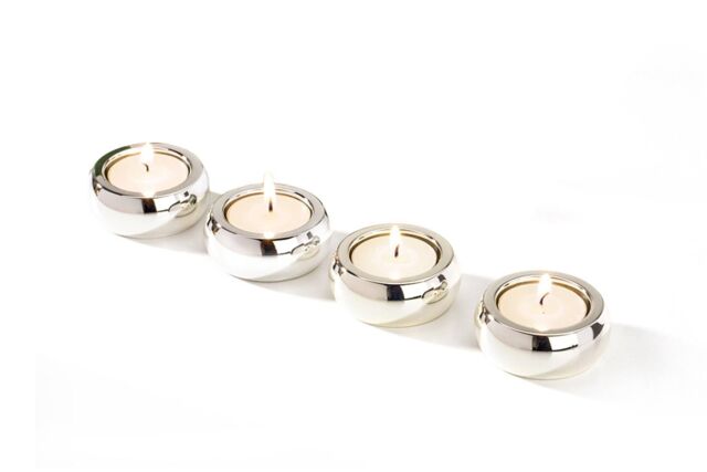 Silver Editions Silverplated Set of 4 Luxury Tealight Holders in Silver - image 1