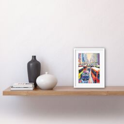 "Artery8 Wall Art Print The Bus Lane by Adrienne Finch Busy Cityscape Traffic Artwork London New York LA Artwork Framed 9X7 Inch - Size: W7"" x H9""" - thumbnail 2