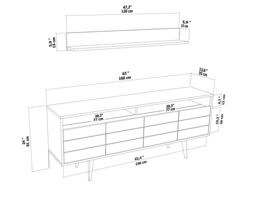 Decorotika Ola 160cm Wide TV Stand Media Console with Wall Shelf for TVs up to 72 inch in Black - thumbnail 6