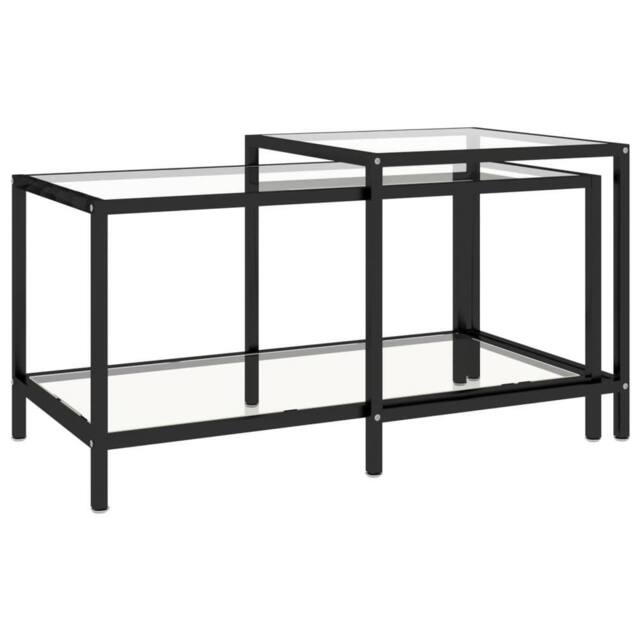 Berkfield Home Tea Tables 2 pcs Tempered Glass Transparent in Clear - image 1