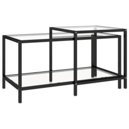 Berkfield Home Tea Tables 2 pcs Tempered Glass Transparent in Clear - thumbnail 1