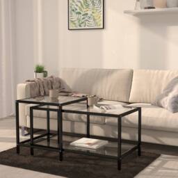 Berkfield Home Tea Tables 2 pcs Tempered Glass Transparent in Clear - thumbnail 2