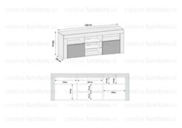 Mex Furniture LTD TV Unit with LED Lighting & Gloss Doors / 145cm in Black - thumbnail 5