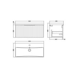 Balterley Tixall 1 Drawer Vanity Unit with Thin Edge Basin, Satin Blue, 800mm in Blue - thumbnail 2