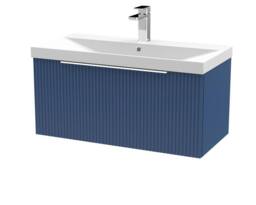 Balterley Tixall 1 Drawer Vanity Unit with Thin Edge Basin, Satin Blue, 800mm in Blue - thumbnail 1