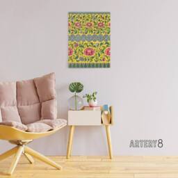 "Artery8 Owen Jones Colourful Ornamental Flower Pattern Canvas Wall Art Print in Yellow - Size: W12"" x H16""" - thumbnail 3