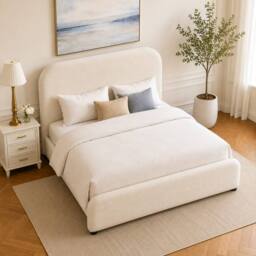 PARADISE BEDS LTD Luxury Upholstered Bed Frame with Curved Headboard in Blue - Size: Single - thumbnail 5