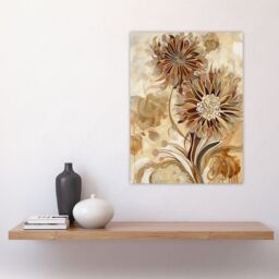 "Artery8 Abstract Earthy Wildflowers Floral Mandala Design Wall Art Print in Brown - Size: W24"" x H32""" - thumbnail 4