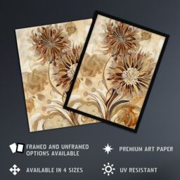"Artery8 Abstract Earthy Wildflowers Floral Mandala Design Wall Art Print in Brown - Size: W24"" x H32""" - thumbnail 2