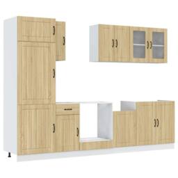 Berkfield Home Elegant 8 Piece Kitchen Cabinet Set Kalmar Sonoma Oak Engineered Wood in Light Brown - thumbnail 3