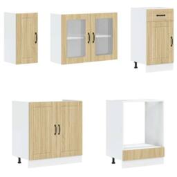 Berkfield Home Elegant 8 Piece Kitchen Cabinet Set Kalmar Sonoma Oak Engineered Wood in Light Brown - thumbnail 4