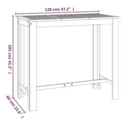 Berkfield Home Garden Bar Table 120x60x105 cm Solid Wood Acacia in Brown - Size: 120 x 60 x 105 cm - thumbnail 6